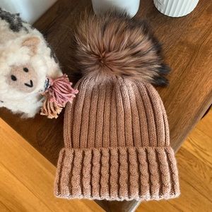 Cable Knit Beanie with Pom Pom